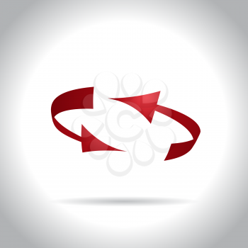 Red round two arrows icon, vector illustration