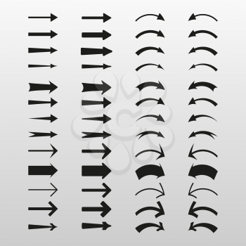 Set of simple arrows with different directions, vector illustration