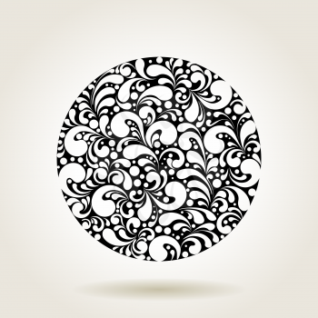 Circle silhouette decoration made of swirls shapes, vector illustration