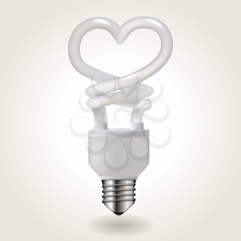 Energy saving light bulb in a heart shape, vector illustration