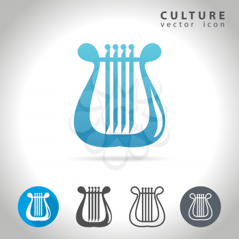Culture icon set, collection of harp images, vector illustration