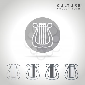 Culture outline icon set, collection of harp images, vector illustration