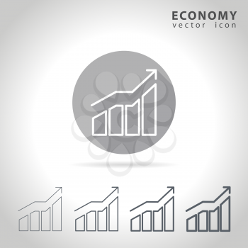 Economy outline icon set, collection of charts, vector illustration