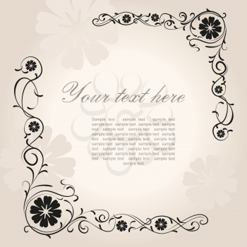 Beautiful vintage floral corner with place for text, vector decoration