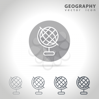 Geography outline icon set, collection of globe icons, vector illustration