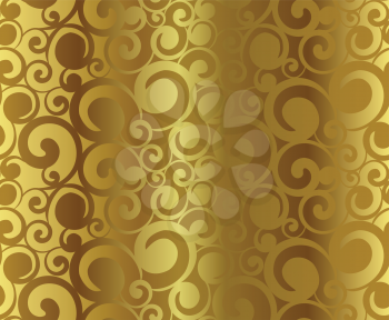 abstract gold curl seamless pattern, vector background