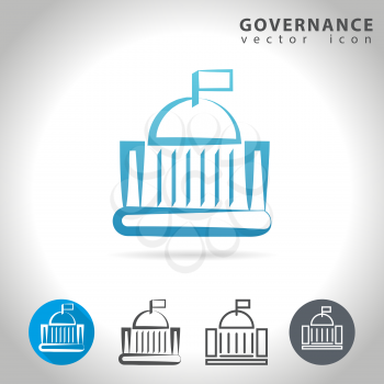Governance icon set, collection of government buildings, vector illustration