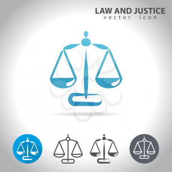 Law and justice icon set, collection of scale icons, vector illustration