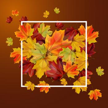 Abstract autumn background with colorful leaves, vector illustration