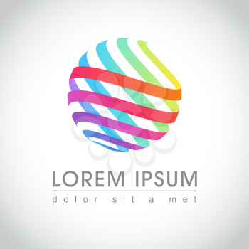 Abstract colorful round swirl logo sample, vector illustration
