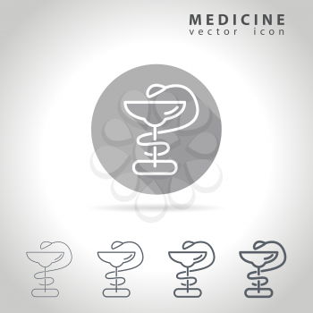 Medicine outline icon set, collection of medical snakes and cups icons, vector illustration
