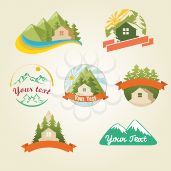 Mountain nature house logo collection, vector illustration