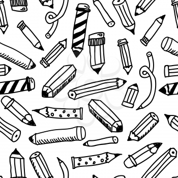 Pencils sketch collection in doodle style, vector illustration