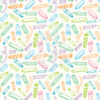 Back to school vector illustration with hand drawn school supplies doodles