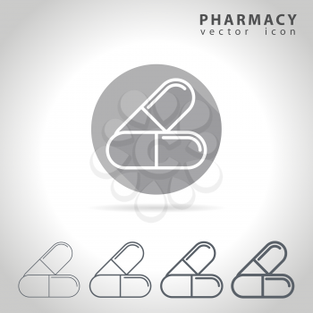 Pharmacy outline icon set, collection of pills icons, vector illustration