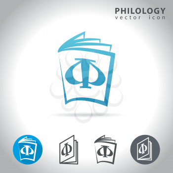 Philology icon set, collection of book icons, vector illustration