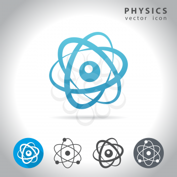 Physics icon set, collection of atom icons, vector illustration