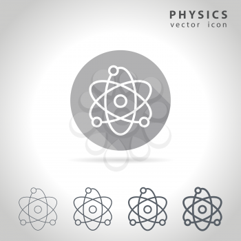 Physics outline icon set, collection of atom icons, vector illustration