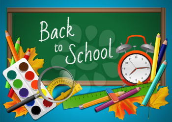 Back to school - vector background with school supplies