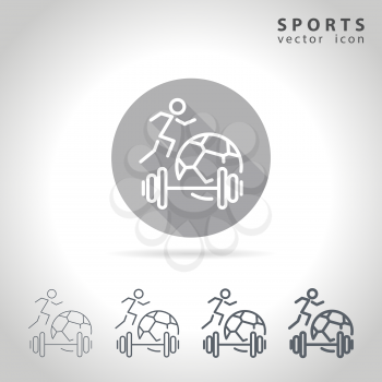 Sports outline icon set, collection of football, soccer balls, vector illustration