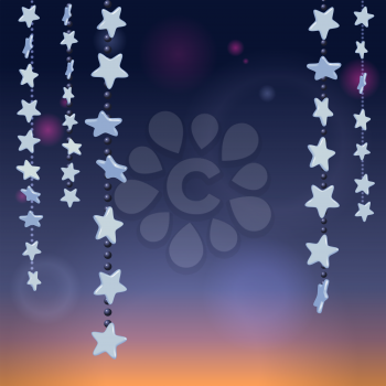 Abstract night background with 3d stars, vector illustration