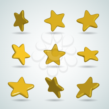 Golden star with soft edges in different angles. Vector illustration