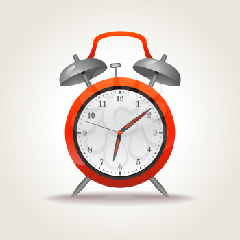 Retro alarm clock isolated on white, vector illustration