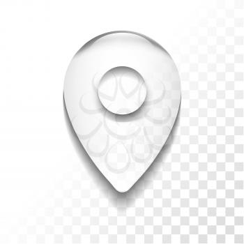 Transparent glossy location isolated icon, vector illustration
