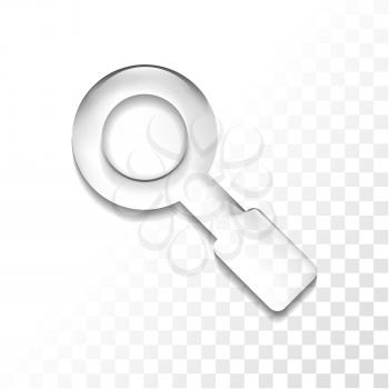 Transparent glossy search isolated icon, vector illustration