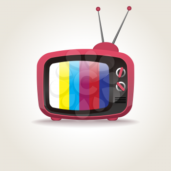 Retro TV set icon isolated on white, vector illustration