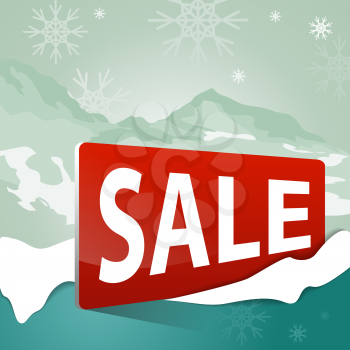 Winter sale background with red realistic banner and snow. Sale. Winter sale. Christmas sale. New year sale. Vector illustration