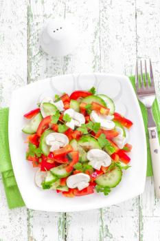 vegetable salad with mushrooms 