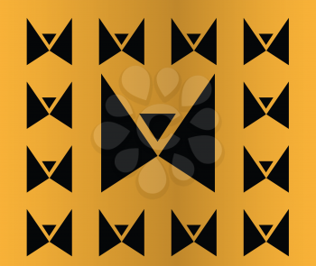 Abstract Butterfly Icon On The Golden Background