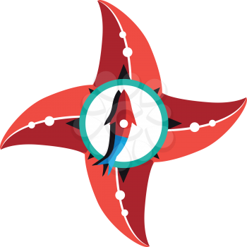 Starfish with Compass Concept Design. EPS 8 supported.