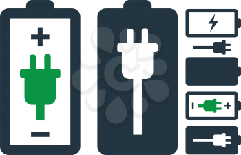 Battery with Power Plug Icon Set Design.