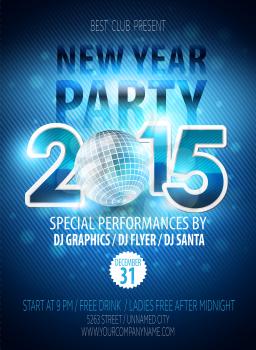 Happy New Year party flyer. Vector template