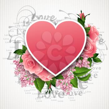 Valentines day vector illustration with a heart of beautiful flowers