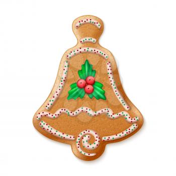 Ornate realistic vector traditional Christmas gingerbread Bells. Vector illustration EPS10