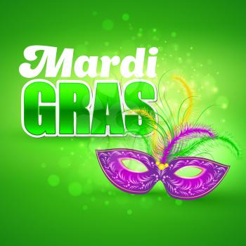 Mardi Gras carnival mask. Poster template. Vector illustration