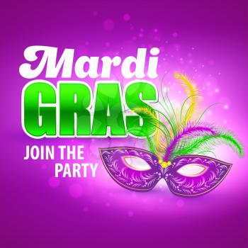 Mardi Gras carnival mask. Poster template. Vector illustration