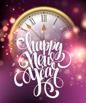 Vector 2016 Happy New Year background with clock. Vector illustration EPS10