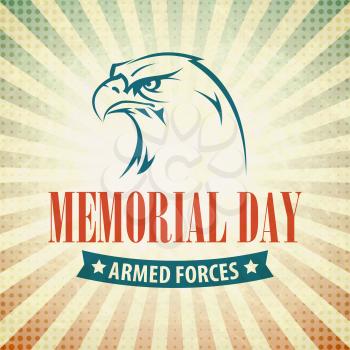 Memorial Day. Typographic card with the American flag and eagle. Vector illustration EPS 10