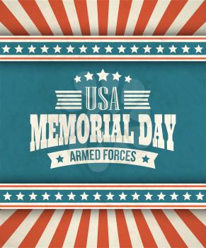 Memorial Day. Typographic card with the American flag. Vector illustration EPS 10
