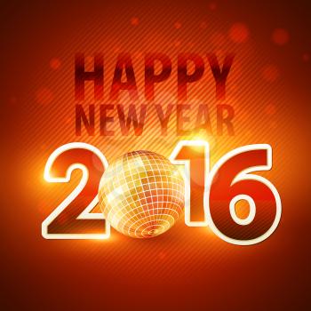 Happy New Year 2016 colorful disco lights background. Vector illustration EPS 10