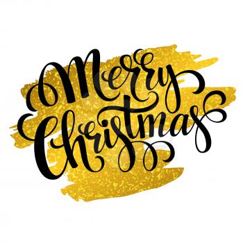 Marry Christmas gold glittering lettering design. Vector illustration EPS 10