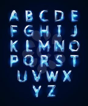 Low poly cristal alphabet font. Vector illustration EPS 10