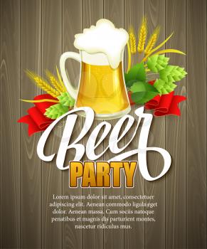 Oktoberfest Background with Beer. Poster template. Vector illustration EPS 10