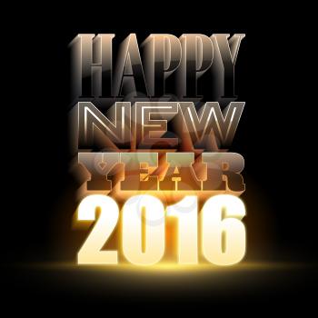 Happy New Year 2016. Holiday background with 3d light text. Vector illustration EPS 10