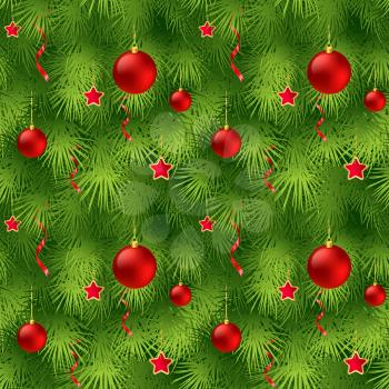 Christmas tree fir branch seamless background. Vector illustration EPS 10