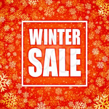 Winter sale inscription on background with snowflake. Vector illustration EPS10
